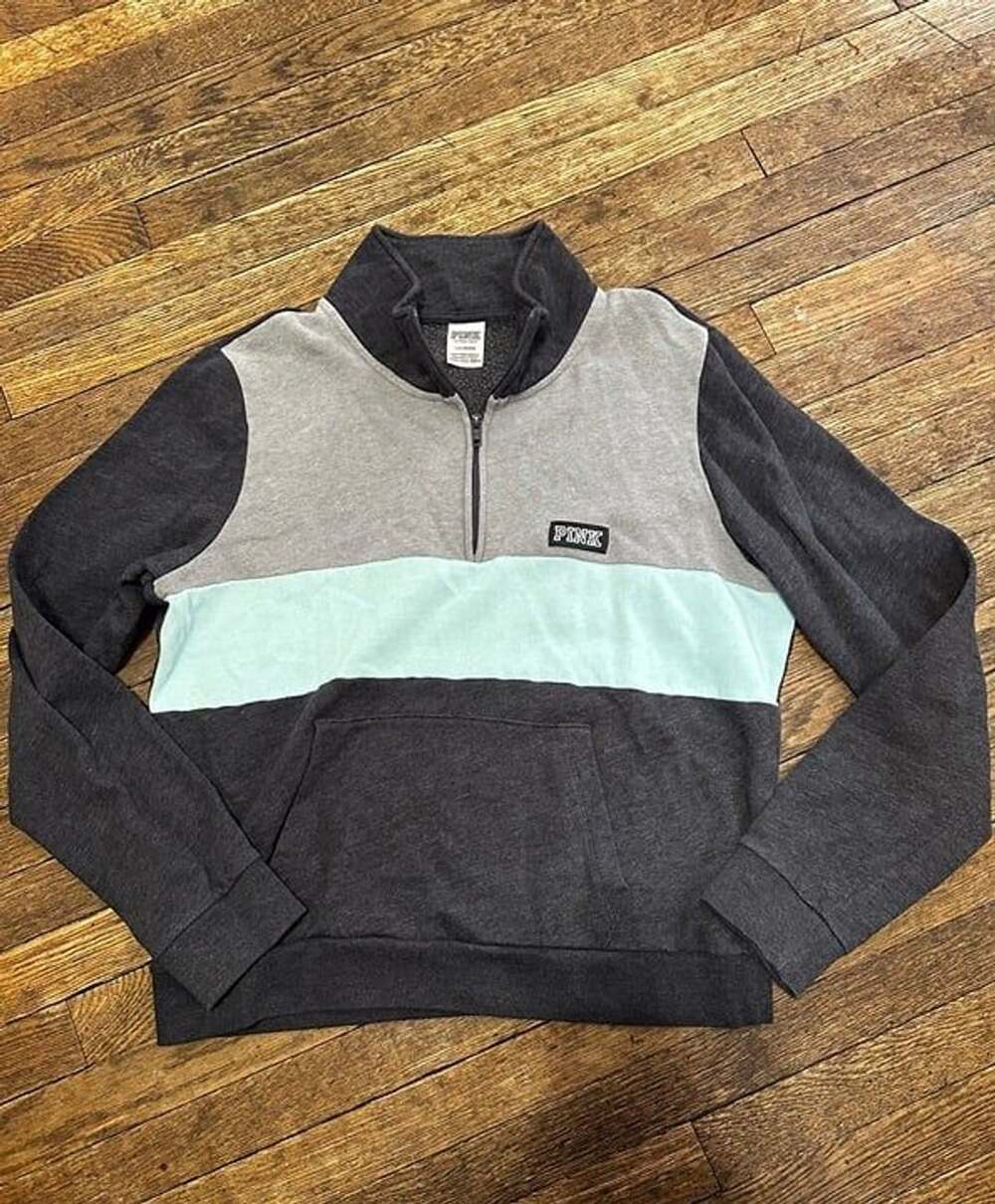Victoria’s Secret PINK Quater zip sweater Colorblock Pullover size large